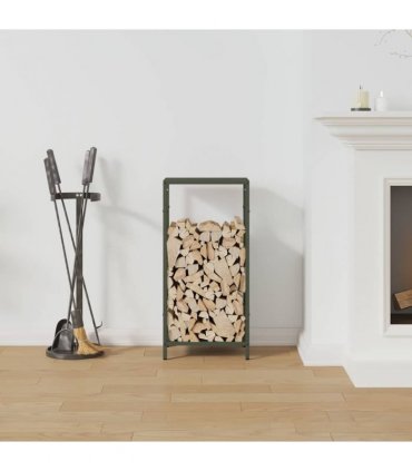 vidaXL Firewood Rack Olive Green 34x25x70 cm Cold-rolled steel — Size: 34 x 25 x 70 cm