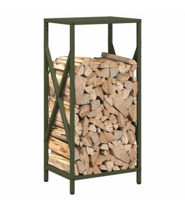 vidaXL Firewood Rack Olive Green 34x25x70 cm Cold-rolled steel — Size: 34 x 25 x 70 cm