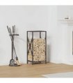 vidaXL Firewood Rack Black 34x25x70 cm Cold-rolled steel — Size: 34 x 25 x 70 cm