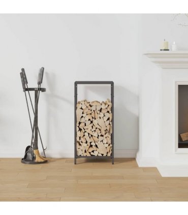 vidaXL Firewood Rack Black 34x25x70 cm Cold-rolled steel — Size: 34 x 25 x 70 cm
