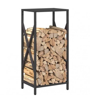 vidaXL Firewood Rack Black 34x25x70 cm Cold-rolled steel — Size: 34 x 25 x 70 cm