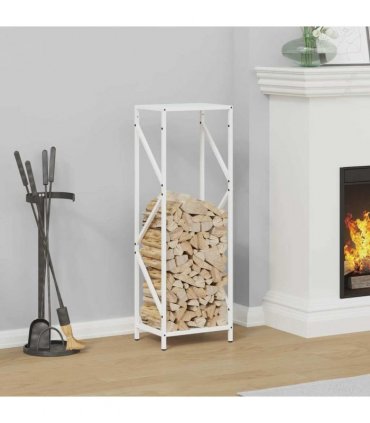 vidaXL Firewood Rack White 34x25x100 cm Cold-rolled steel — Size: 34 x 25 x 100 cm