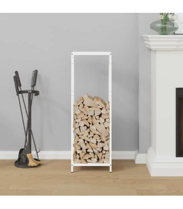 vidaXL Firewood Rack White 34x25x100 cm Cold-rolled steel — Size: 34 x 25 x 100 cm