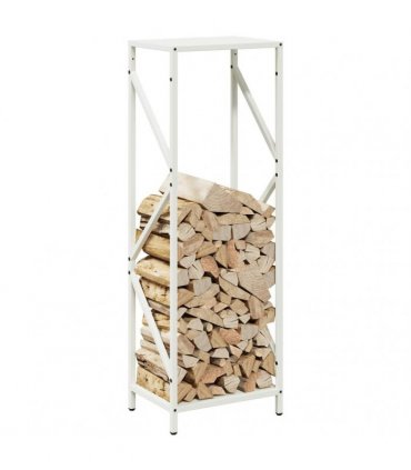 vidaXL Firewood Rack White 34x25x100 cm Cold-rolled steel — Size: 34 x 25 x 100 cm