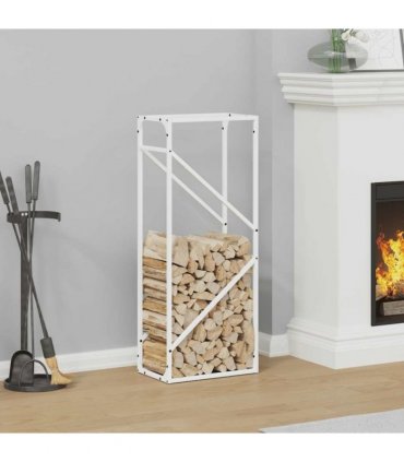 vidaXL Firewood Rack White 40x25x100 cm Cold-rolled steel — Size: 40 x 25 x 100 cm