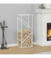 vidaXL Firewood Rack White 40x25x100 cm Cold-rolled steel — Size: 40 x 25 x 100 cm