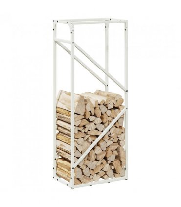 vidaXL Firewood Rack White 40x25x100 cm Cold-rolled steel — Size: 40 x 25 x 100 cm