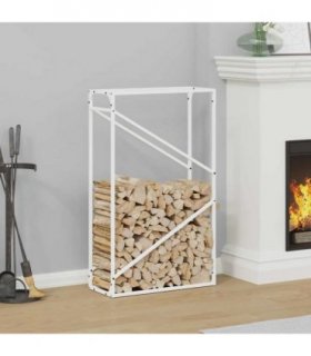 vidaXL Firewood Rack White 60x25x100 cm Cold-rolled steel — Size: 60 x 25 x 100 cm