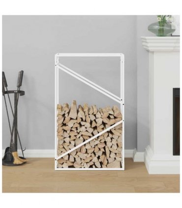 vidaXL Firewood Rack White 60x25x100 cm Cold-rolled steel — Size: 60 x 25 x 100 cm