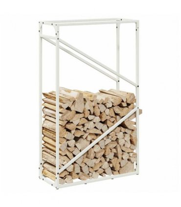 vidaXL Firewood Rack White 60x25x100 cm Cold-rolled steel — Size: 60 x 25 x 100 cm