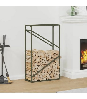 vidaXL Firewood Rack Olive Green 60x25x100 cm Cold-rolled steel — Size: 60 x 25 x 100 cm