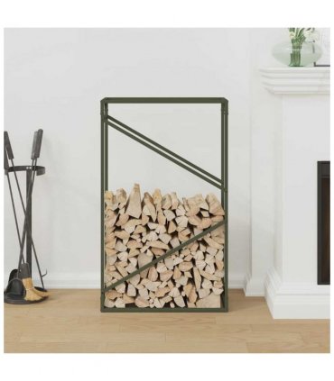 vidaXL Firewood Rack Olive Green 60x25x100 cm Cold-rolled steel — Size: 60 x 25 x 100 cm