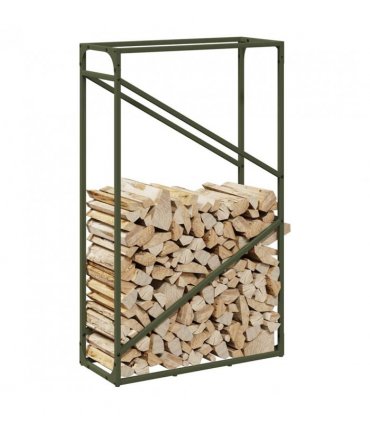 vidaXL Firewood Rack Olive Green 60x25x100 cm Cold-rolled steel — Size: 60 x 25 x 100 cm