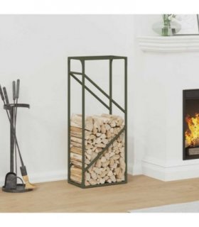 vidaXL Firewood Rack Olive Green 40x25x100 cm Cold-rolled steel — Size: 40 x 25 x 100 cm