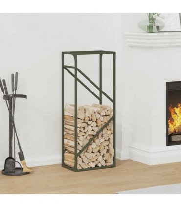 vidaXL Firewood Rack Olive Green 40x25x100 cm Cold-rolled steel — Size: 40 x 25 x 100 cm