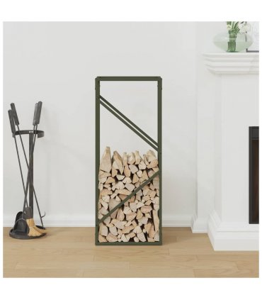vidaXL Firewood Rack Olive Green 40x25x100 cm Cold-rolled steel — Size: 40 x 25 x 100 cm