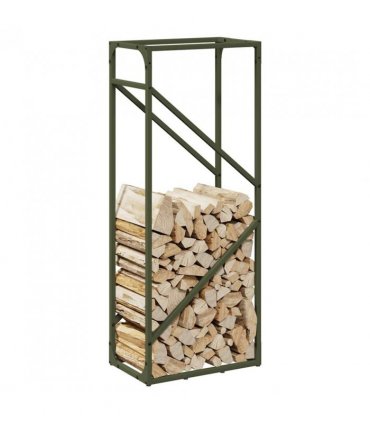 vidaXL Firewood Rack Olive Green 40x25x100 cm Cold-rolled steel — Size: 40 x 25 x 100 cm