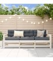 vidaXL 3 Piece Garden Lounge Set White Solid Wood Pine — Colour: White pinewood