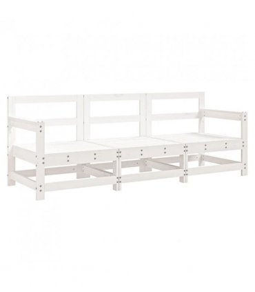 vidaXL 3 Piece Garden Lounge Set White Solid Wood Pine — Colour: White pinewood