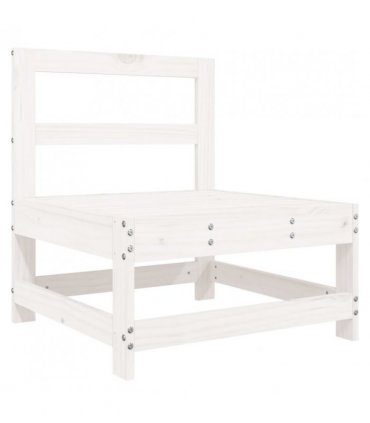 vidaXL 3 Piece Garden Lounge Set White Solid Wood Pine — Colour: White pinewood