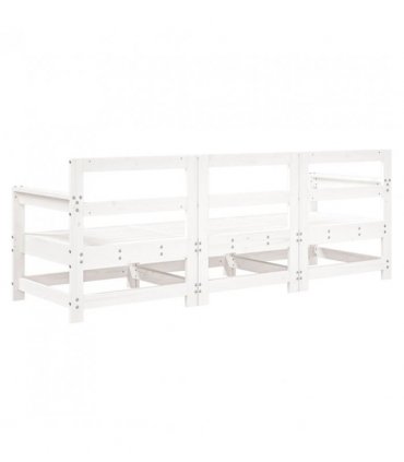 vidaXL 3 Piece Garden Lounge Set White Solid Wood Pine — Colour: White pinewood