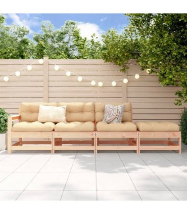 vidaXL 4 Piece Garden Lounge Set Solid Wood Pine — Colour: Untreated pinewood
