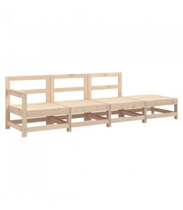 vidaXL 4 Piece Garden Lounge Set Solid Wood Pine — Colour: Untreated pinewood