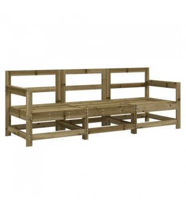 vidaXL 3 Piece Garden Lounge Set Impregnated Wood Pine — Colour: Impregnated pinewood