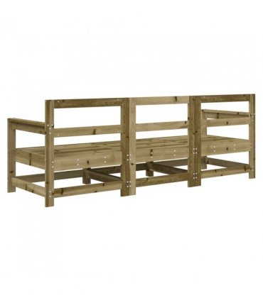 vidaXL 3 Piece Garden Lounge Set Impregnated Wood Pine — Colour: Impregnated pinewood