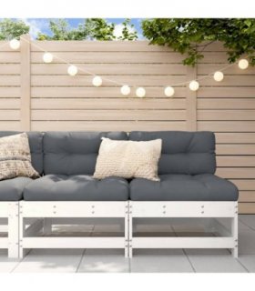 vidaXL Garden Middle Sofas 2 pcs White Solid Wood Pine — Colour: White pinewood