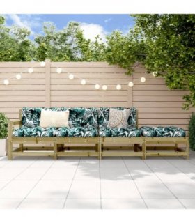 vidaXL 4 Piece Garden Lounge Set Impregnated Wood Pine — Colour: Impregnated pinewood