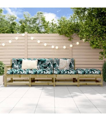 vidaXL 4 Piece Garden Lounge Set Impregnated Wood Pine — Colour: Impregnated pinewood