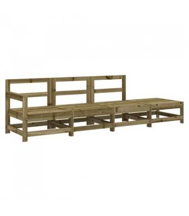 vidaXL 4 Piece Garden Lounge Set Impregnated Wood Pine — Colour: Impregnated pinewood