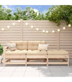 vidaXL 3 Piece Garden Lounge Set Solid Wood Pine — Colour: Untreated pinewood