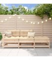 vidaXL 3 Piece Garden Lounge Set Solid Wood Pine — Colour: Untreated pinewood