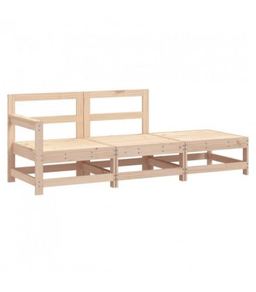 vidaXL 3 Piece Garden Lounge Set Solid Wood Pine — Colour: Untreated pinewood