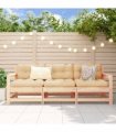vidaXL 3 Piece Garden Lounge Set Solid Wood Pine — Colour: Untreated pinewood — V0672061198