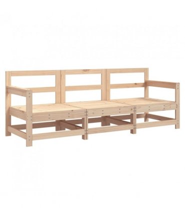 vidaXL 3 Piece Garden Lounge Set Solid Wood Pine — Colour: Untreated pinewood — V0672061198
