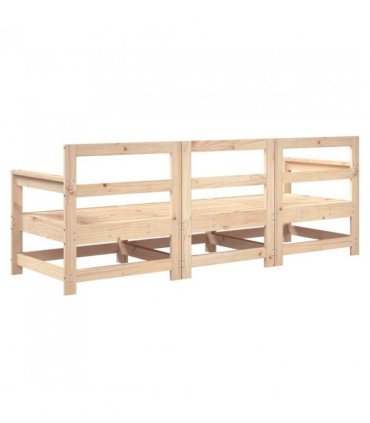 vidaXL 3 Piece Garden Lounge Set Solid Wood Pine — Colour: Untreated pinewood — V0672061198