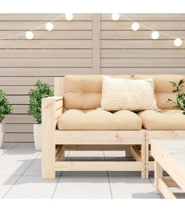 vidaXL Garden Sofa | Natural Pine | Solid Pine Wood | Single Seater | Modular — Colour: untreated pinewood, Model: corner sofa