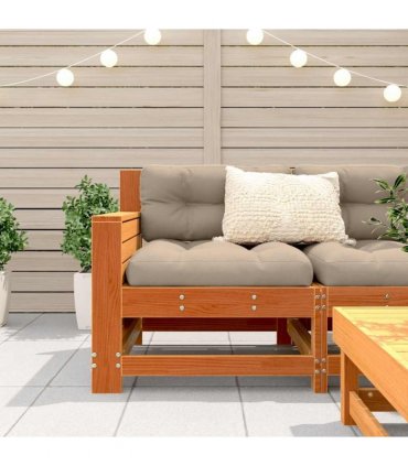 vidaXL Garden Sofa | Wax brown | Solid pine wood | Compact | Modular — Colour: brown pinewood, Model: corner sofa