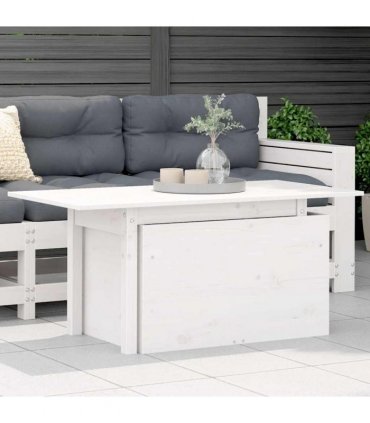 vidaXL Garden Table White 100x50x75 cm Solid Wood Pine — Colour: white pinewood