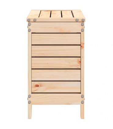 vidaXL Garden Footstool | Natural | Solid Pine Wood | 62x31.5x5 — Colour: untreated pinewood, Model: tall footstool with storage
