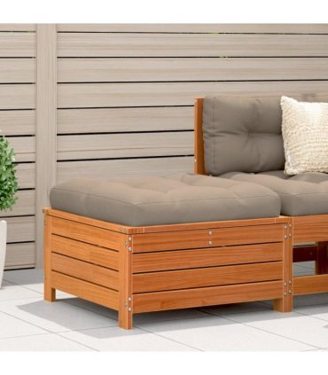 vidaXL Garden Footstool Wax Brown 62x63.5x32 cm Solid Wood Pine — Colour: brown pinewood, Model: low footstool with storage