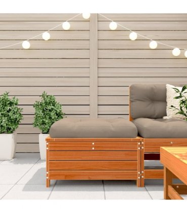 vidaXL Garden Footstool Wax Brown 62x63.5x32 cm Solid Wood Pine — Colour: brown pinewood, Model: low footstool with storage