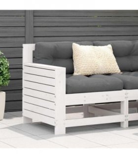 vidaXL Garden Sofa | White | Solid pine wood | Single | Modular | Garden Sofa — Colour: white pinewood, Model: corner sofa