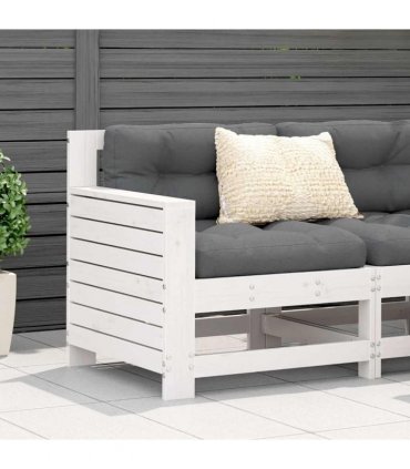 vidaXL Garden Sofa | White | Solid pine wood | Single | Modular | Garden Sofa — Colour: white pinewood, Model: corner sofa