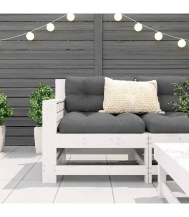vidaXL Garden Sofa | White | Solid pine wood | Single | Modular | Garden Sofa — Colour: white pinewood, Model: corner sofa