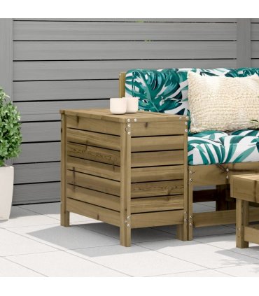 vidaXL Garden Footstool 62x31.5x52 cm Impregnated W — Colour: untreated impregnated pinewood, Model: tall footstool with storage