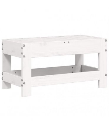 vidaXL Garden Footstool White 62x30x32 cm Solid Wood Pine — Colour: white pinewood, Model: low footstool